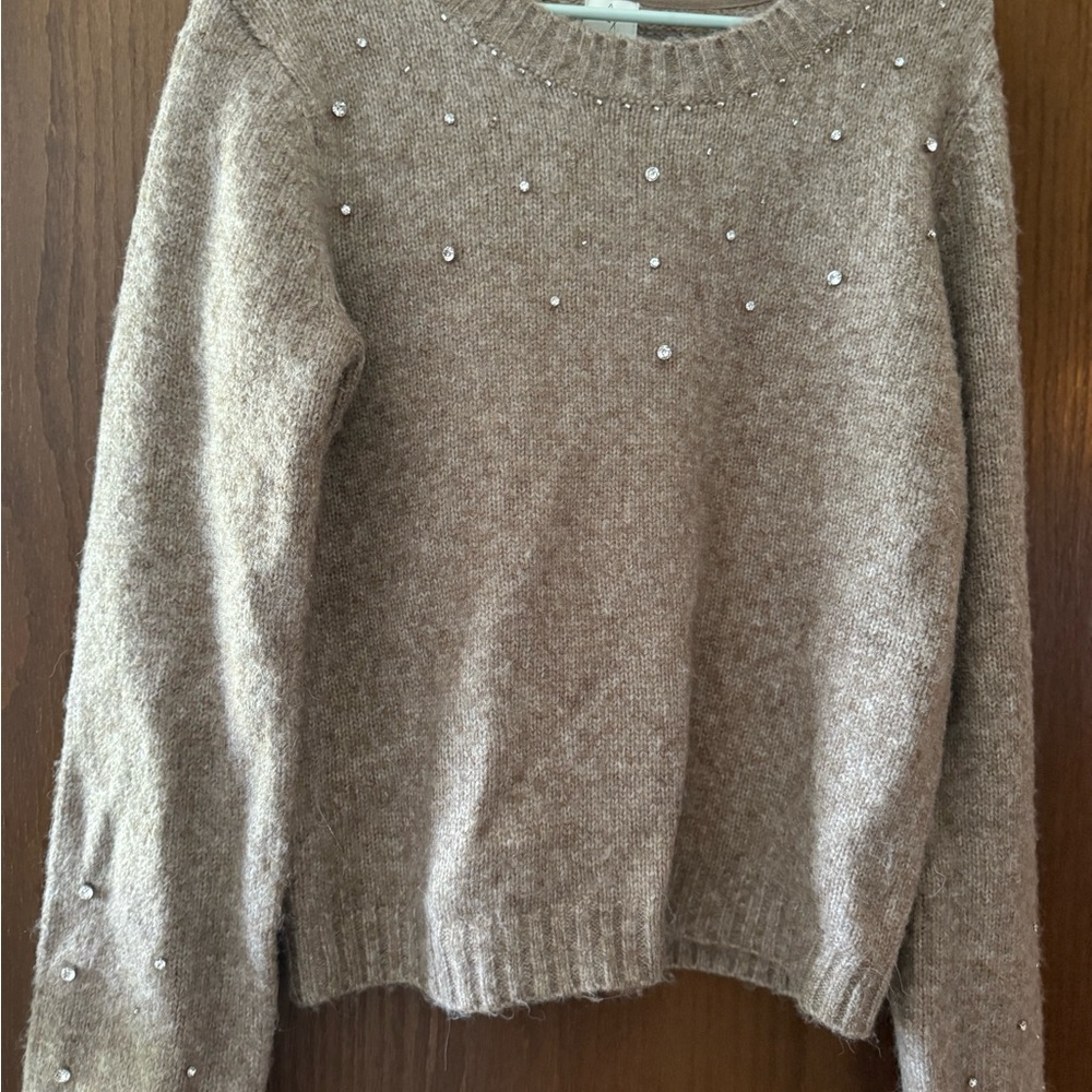 NWT Elegant Brown Sweater with Stud Accents